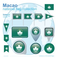 Flag of Macao icon collection vector illustration