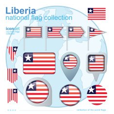 Flag of Liberia icon collection vector illustration