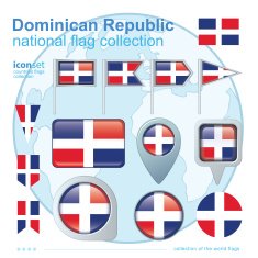 Flag of Dominican Republic icon collection vector illustration