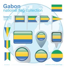 Flag of Gabon icon collection vector illustration