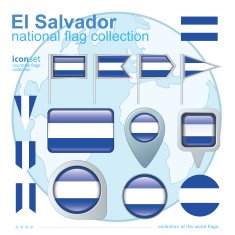 Flag of El Salvador icon collection vector illustration