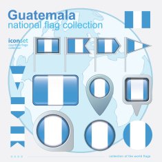 Flag of Guatemala icon collection vector illustration