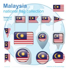 Flag of Malaysia icon collection vector illustration