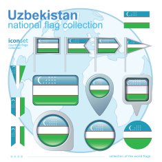 Flag of Uzbekistan icon collection vector illustration