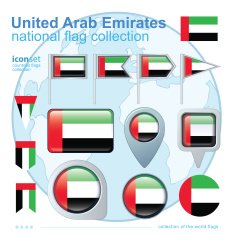 Flag of United Arab Emirates icon collection vector illustration