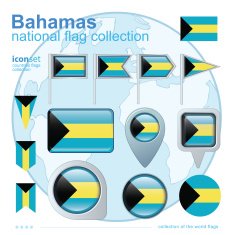 Flag of Bahamas icon collection vector illustration