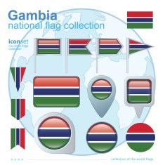 Flag of Gambia icon collection vector illustration