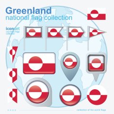 Flag of Greenland icon collection vector illustration