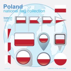 Flag of Poland icon collection vector illustration