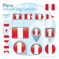 Flag of Peru icon collection vector illustration