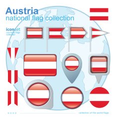 Flag of Austria icon collection vector illustration