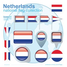 Flag of Netherlands icon collection vector illustration