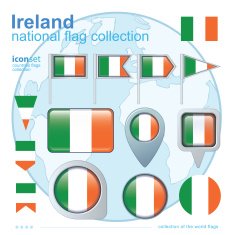 Flag of Ireland icon collection vector illustration