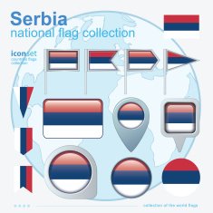 Flag of Serbia icon collection vector illustration