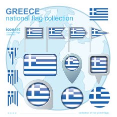Flag of Greece icon collection vector illustration
