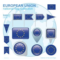 Flag of European union icon collection vector illustration