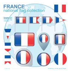 Flag of France icon collection vector illustration