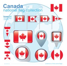 Flag of Canada icon collection vector illustration