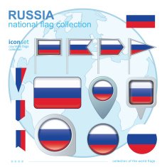 Flag of Russia icon collection vector illustration