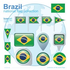 Flag of Brazil icon collection vector illustration