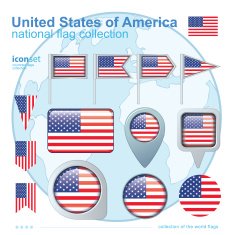 Flag of United states america icon collection vector illustration