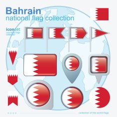 Flag of Bahrain icon collection vector illustration