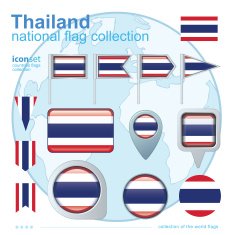 Flag of Thailand icon collection vector illustration
