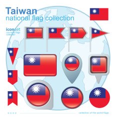 Flag of Taiwan icon collection vector illustration