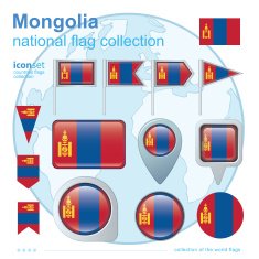 Flag of Mongolia icon collection vector illustration