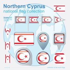 Flag of Northern Cyprus icon collection vector illustration