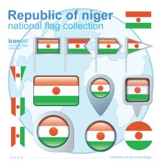 Flag of Republic niger icon collection vector illustration