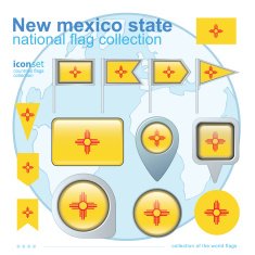 Flag of new mexico state icon collection vector illustration