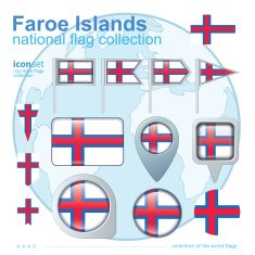 Flag of Faroe Islands icon collection vector illustration