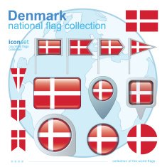 Flag of Denmark icon collection vector illustration