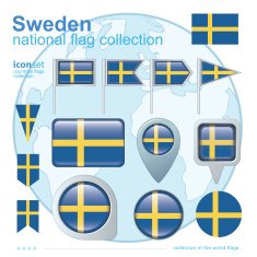 Flag of Sweden icon collection vector illustration