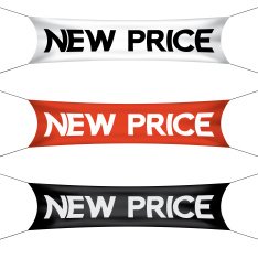 New price banner flag vector set