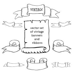 set of vintage ribbons and banners N6
