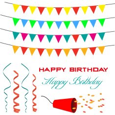 Garland Bunting and accessories for greeting card N2