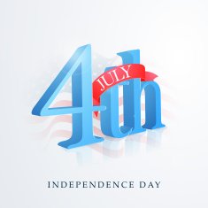 American Independence Day with 3D glossy text