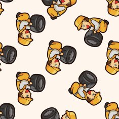 f1 racing cartoon seamless pattern background N17