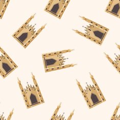 castle cartoon seamless pattern background
