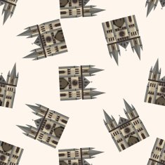 castle cartoon seamless pattern background N6
