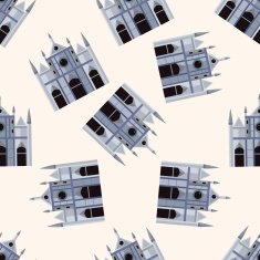 castle cartoon seamless pattern background N7