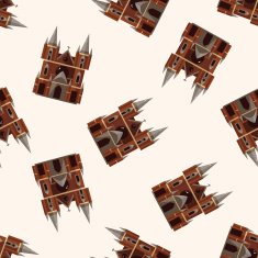 castle cartoon seamless pattern background N8