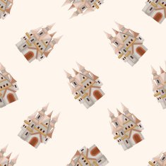 castle cartoon seamless pattern background N12
