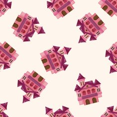 castle cartoon seamless pattern background N14