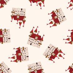 castle cartoon seamless pattern background N17