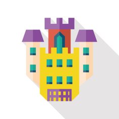 Building castle flat icon with long shadow N3