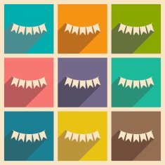 Flat with shadow concept and mobile application garland festive N2