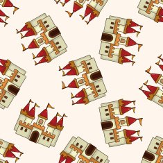 castle cartoon seamless pattern background N18